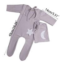 Mono con botones para recién nacido, 2 piezas/juego, con gorro de nudo, accesorio para fotografía, QX2D - details 5