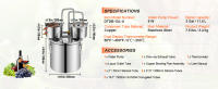 SucceBuy Moonshine Destilador de alcohol de agua quieta 3 galones con bomba de agua de acero inoxidable - details 6