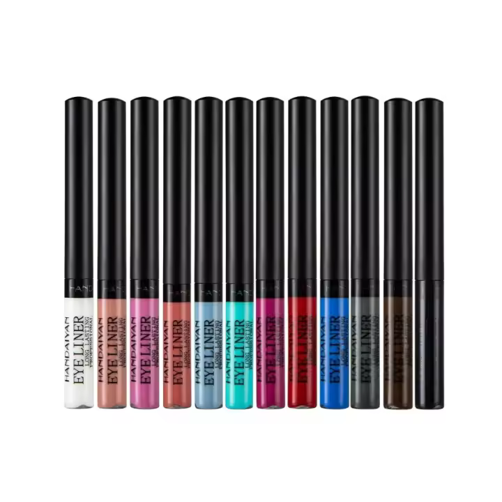 HANDAIYAN Juego de 12 lápices delineadores de ojos de colores, lápiz de sombra de ojos profesional, kit de delineador de ojos perlado, delineador de ojos de colores con brillo metálico para mujeres - 1