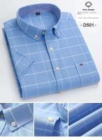 Camisa de hombre de manga corta, 100% algodón, Oxford, suave, botón, cuadros, formal, bolsillo, casual, social, S-6XL, 7XL - details 7
