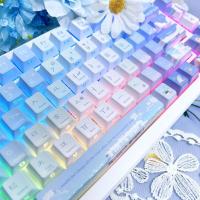 Coreano Cherry Pbt Blue Chasing Summer Cool Theme 126 teclas Teclas Hangul con gradiente personalizado - details 0