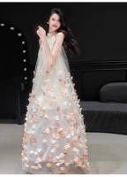 Vestido exquisito y etéreo para mujer, novedad de 2025, vestido de compromiso para sesión de fotos de la mañana nupcial con flores dulces francesas de alta gama - details 10