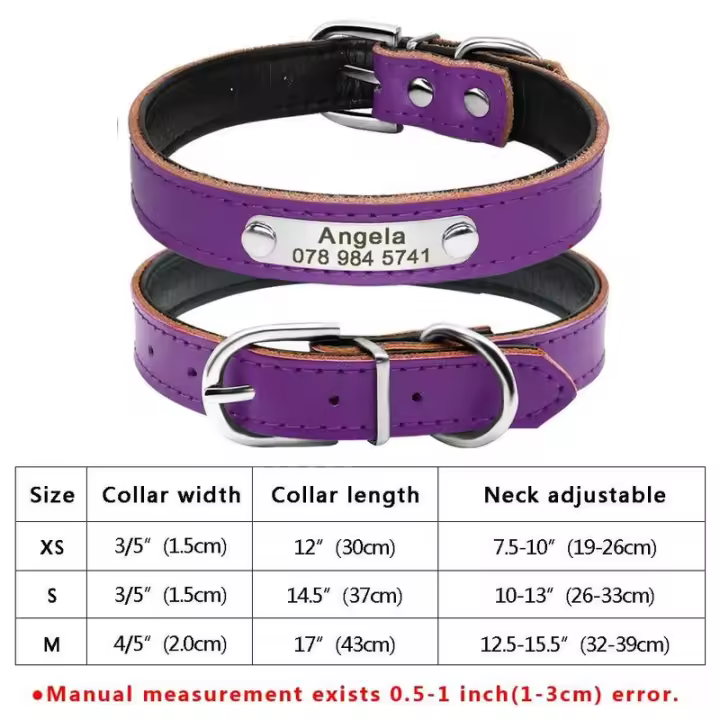 Perro personalizado Cuero PU, Collar de Perro personalizado, Collares mascotas grabado Free para Perros Pequeños, medianos - 1