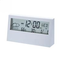 Reloj Despertador Eléctrico de Escritorio LCD Moderno Blanco, Calendario, Temperatura Digital, Operado por Batería - details 0
