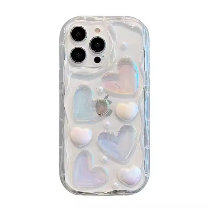 New Laser Love Phone Case Fall Prevention Stereoscopic Cover For iPhone 15 / 15 Plus / 15 Pro / 15 Pro Max - 1