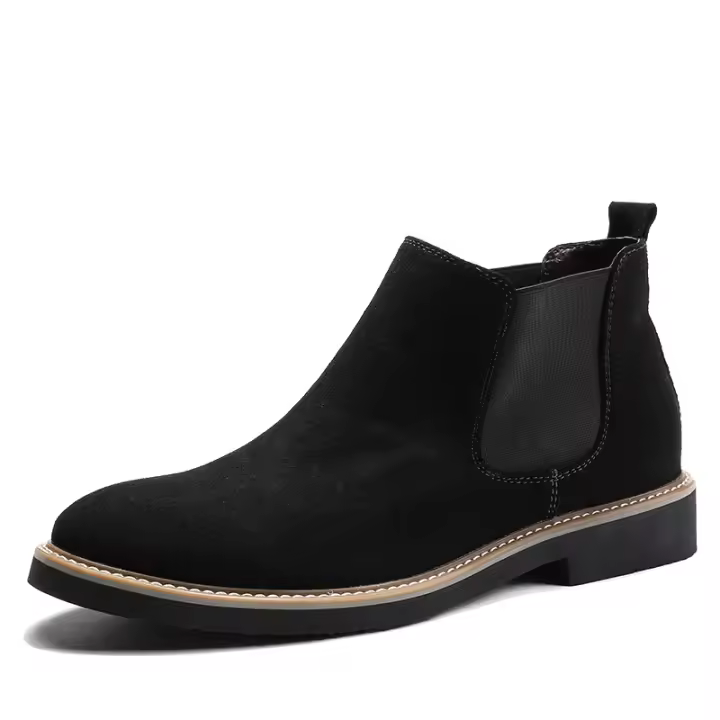 Botines Chelsea de cuero de ante de vaca para hombre, botas de Motocicleta sin cordones, informales, a la moda, primavera y otoño, novedad - 1