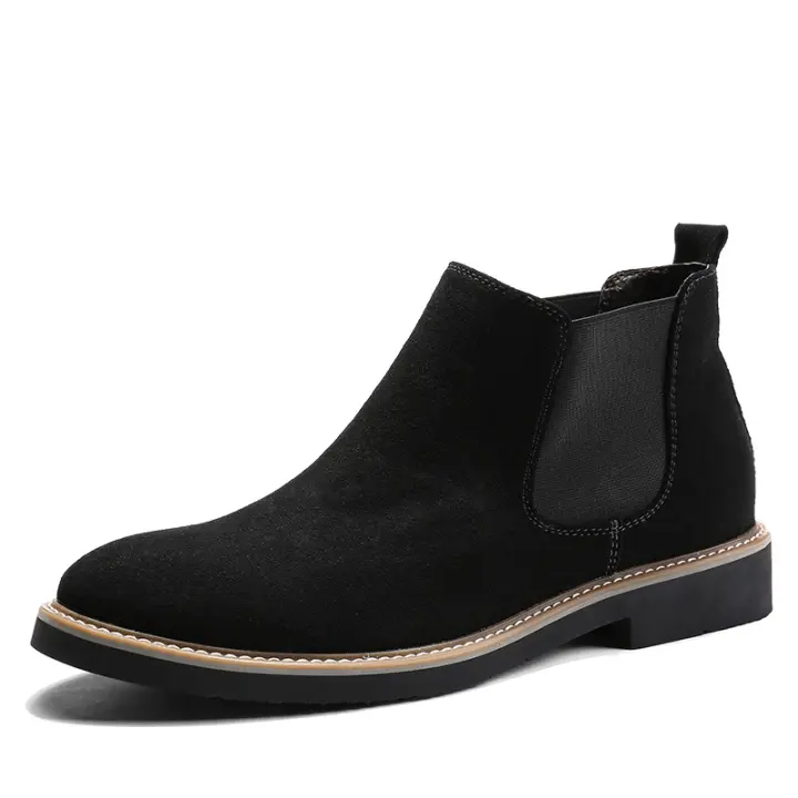 Botines Chelsea de cuero de ante de vaca para hombre, botas de Motocicleta sin cordones, informales, a la moda, primavera y otoño, novedad - 1