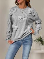 Sudadera de Moda Harajuku para Mujer Cuello Redondo, Ajuste Suelto, Algodón Gris - details 4
