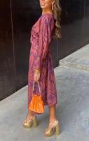 Vestidos Para Mujer Vestido de manga larga elegante con cuello redondo y estampado Retro Para Mujer, Primavera/Verano, 2024 Vestidos de fiesta - details 4