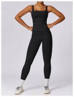 Conjunto de Yoga de 2 Piezas para Mujer Pantalones de Alta Cintura con Talle en la Articulación y Sujetador Cortado para Gimnasio Ropa de Entrenamiento de Primavera/Verano Material Exterior de Nylon - details 7