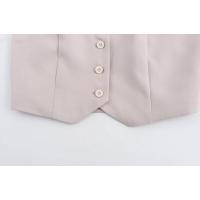 Tops sin mangas con botones delanteros y cintura doble alta, pantalones rectos con bolsillos laterales, conjuntos de dos piezas para mujer - details 9