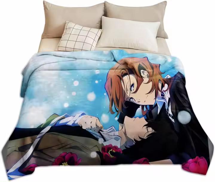 Bungo Stray Dog Cartoon Anime Manta Kunikida Doppo Manta suave para ropa de cama de invierno, sofá y decoración del hogar de felpa - 1