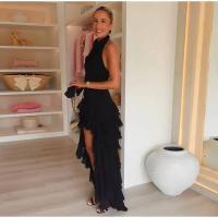 OUWU- Vestido halter con volantes en capas negras para mujer, elegante vestido largo sin mangas Y2K sin espalda, batas de fiesta de noche para vacaciones de verano - details 12