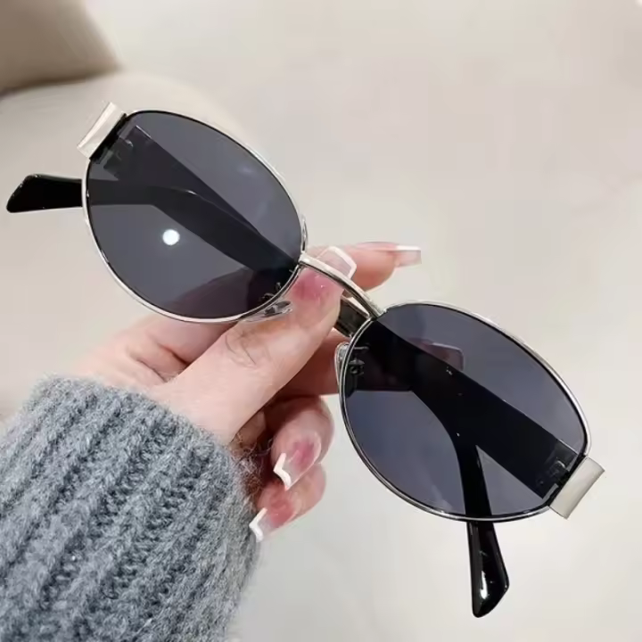 Gafas de Sol Ovaladas de Moda para Mujer 2024 Gafas de Sol con Montura de Metal de Diseñador de Lujo Gafas de Sol Redondas Clásicas Vintage para Mujer Unisex - 1