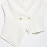 PB&ZA2025 Chaleco sin mangas con cuello en V asimétrico, holgado, informal, corto, top de verano, ropa nueva para mujer - details 3