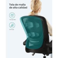 Silla de Oficina, Silla de Escritorio de Malla, Silla Giratoria Ergonómica, Soporte Lumbar, Oscilante, Asiento de 53 cm, Apoyabrazos Abatibles, Negro OBN037BKV2 - details 7