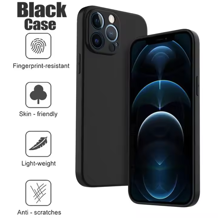Funda de teléfono negra a prueba de golpes para iPhone 16 15 Pro Fundas para iphone 11 12 13 14 Pro Max 15 Plus funda protectora trasera para cámara - 1