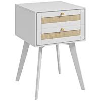 Mueble de TV para televisores de hasta 55 pulgadas con estante ajustable y 2 puertas de ratán para dormitorio o salón 120x35x46 cm blanco - details 5