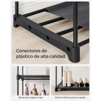 Armario de Tela Portátil Barras para Colgar, Perchero, Plegable, Guardarropa para Dormitorio, Estudio 140 x 43 x 174 cm, Gris RYG02GY - details 22