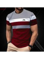 Camiseta de Verano Casual para Hombres Cuello Redondo Manga Corta Estampado a Rayas - details 9
