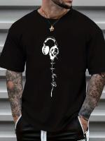 Camisetas de manga corta con estampado musical para hombre, cómodas camisetas informales elásticas con cuello redondo, ropa para hombre - details 14