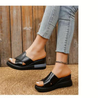 Women's Fashion Wedge Slide Sandals Crisscross Open Toe Soft Sole Platform Shoes Casual Outdoor Summer Slides - details 3