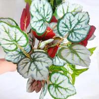 Nuevas 7 cabezas de plantas verdes artificiales 33cm plantas falsas simuladas hojas verdes de plástico decoración de boda - details 4