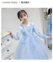 Vestido de niña para otoño/invierno, estilo princesa, largo, con flores, para boda, fiesta, piano. - details 8