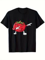 Camiseta gráfica divertida de bailarín de tomate - Camiseta informal holgada con temática de vegetales humanoides, regalo para amantes del tomate, regalo de cumpleaños - Unisex suave, 100 % algodón - details 0