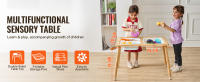SucceBuy Mesa sensorial para niños pequeños, contenedores de almacenamiento, tablero de actividades de doble cara, mesa de arena y agua para juegos en interiores y exteriores, mesa sensorial de madera para niños para dibujar, estudiar, comer, natural - details 0