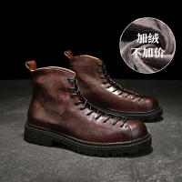 Botas de cuero de alta gama para hombre, zapatos de piel de vaca pura, botas altas de piel de vaca de primera capa - details 0