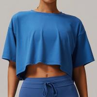 Top de Yoga para Mujer Top de Manga Corta para Gimnasio Camiseta Deportiva para Correr de Secado Rápido Top Corto Atlético para Mujer Ropa Activa de Destacado - details 1