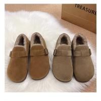 Chanclas de mujer de piel con puntera redonda para exterior Casual Suede Slippers, Otoño/Invierno 2025 - details 6
