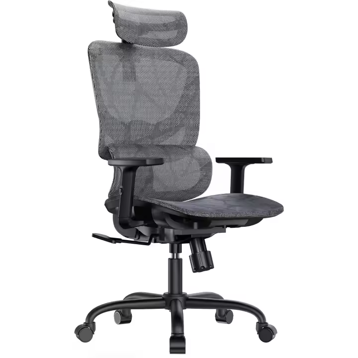 Oficina ergonómica de Malla HUANUO, Silla de Escritorio de Respaldo Alto con Soporte Lumbar Ajustable, reposabrazos, Mecanismo de balanceo, Silla ergonómica de Gaming de Malla - 1