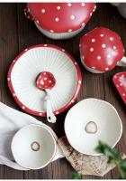 Juego de Vajilla de Cerámica de Hongo Rojo Taza de Café, Taza de Té de la Tarde, Plato de Arroz de Pastelería, Plato de Ensalada Artículos de Cocina y Comedor - details 9