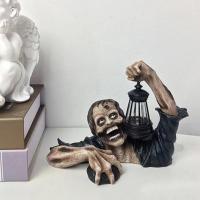 Linterna de zombie de terror de Halloween, artesanía de resina de explosión, decoración de atmósfera de terror de jardín con tallado de lámpara - details 5