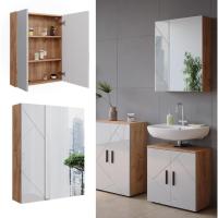 Armario con espejo de baño "Irma", Goldkraft roble/blanco alto brillo, 60 x 75 cm - details 3