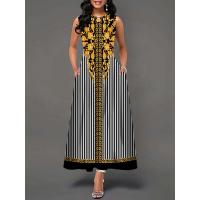 Women's Boho Long Dress Elegant Sleeveless Floral Print Casual Beach Party Summer Dress - details 13