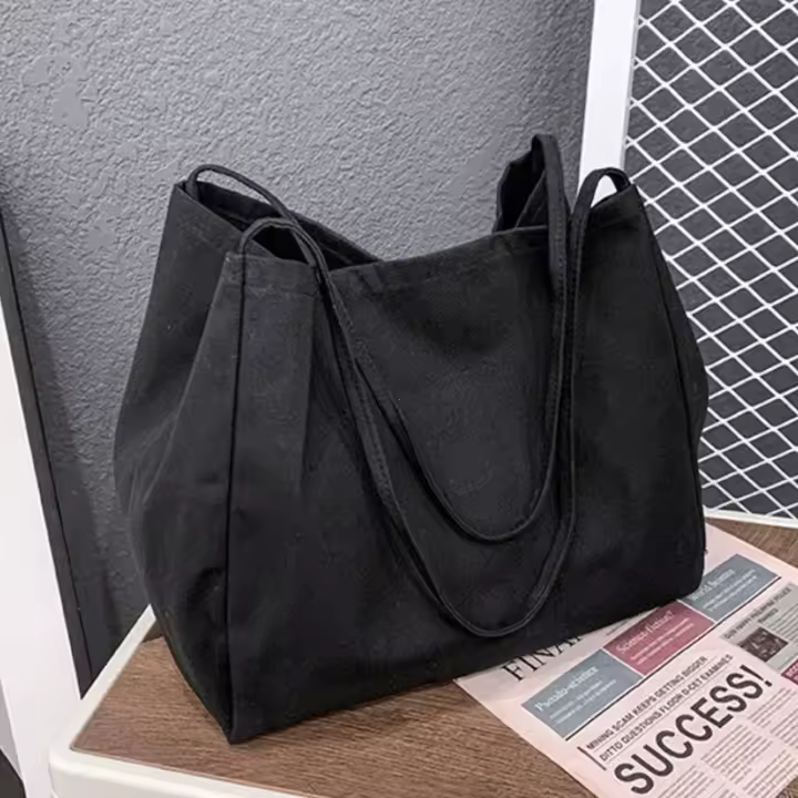 Bolsa de lona informal de gran capacidad, bolsa ecológica reutilizable de alta calidad para mujer - 1