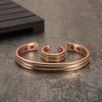 Conjunto de Joyería de Cobre Puro Ajustable Pulsera Anillo para Mujeres con Imán Saludable - details 9