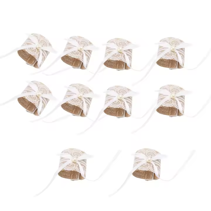 Hebilla de anillo de servilleta de encaje, suministros de decoración de fiesta de banquete de boda, silla de mesa de Yute Natural, anillo de servilleta de arpillera, 10 piezas - 1