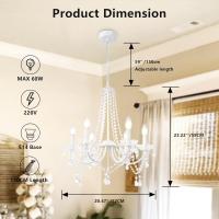 Lámpara de Techo de Madera de 5 Luces Lámpara Colgante Rústica Blanca Envejecida para Comedor, Dormitorio, Cocina - details 9