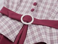 Elegante Vestido de Plaid Retro 2024 Estilo Vintage para Damas con Cuello en Flequillo y Detalles de Parche - details 6