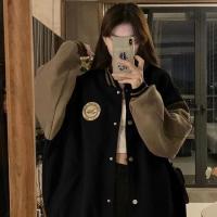 Chaqueta de béisbol de estilo perezoso para mujer, Chaqueta de felpa gruesa, holgada, estilo Retro, Otoño e Invierno - details 1