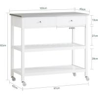 FKW47-W Carrito de Servir Carrito Auxiliar Cocina estantería de Cocina Carrito de Cocina móvil 100 x 92 x 45 cm Blanco ES - details 2