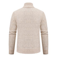 Autumn And Winter New Jersey Men's Casual Sports Coat Solid Color Stand Collar Wweater Grab Fleece Warm Zipper Cardigan - details 3