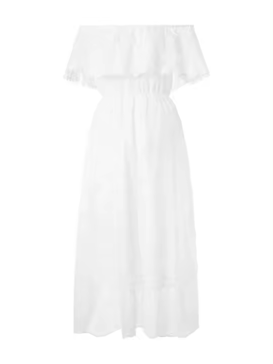 Vestido holgado bohemio de manga corta y hombros descubiertos para mujer, vestidos informales para vacaciones y playa - 1