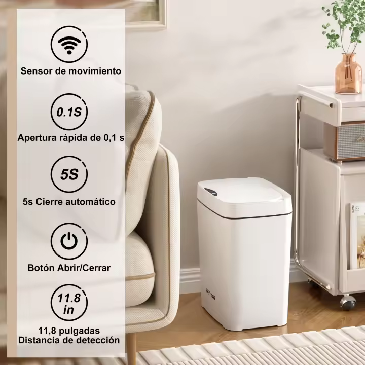 2 unidades, Cubo de basura inteligente con sensor automático, papelera sin contacto con concha de sujeción, silencioso, para cocina, baño y dormitorio - 1