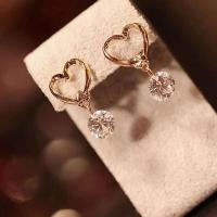 Colgantes de Pendiente de Zirconia Diseño de Corazón de Oro para Mujeres y Niñas - details 3