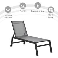 Hamaca de Aluminio para Exteriores Respalda Reclinable en 5 Posiciones Carga de 120 kg - details 12